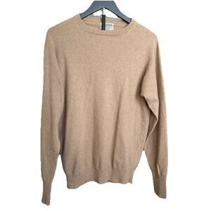 Vintage Robertson Scotland Pure Cashmere Preppy Crewneck Sweater Mens Camel
